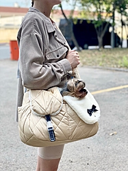 Сумка-переноска Бархатный бант бежевая Сумка-переноска Бархатный бант бежевая