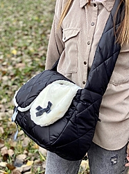 Сумка-переноска Бархатный бант чёрная Сумка-переноска Бархатный бант чёрная